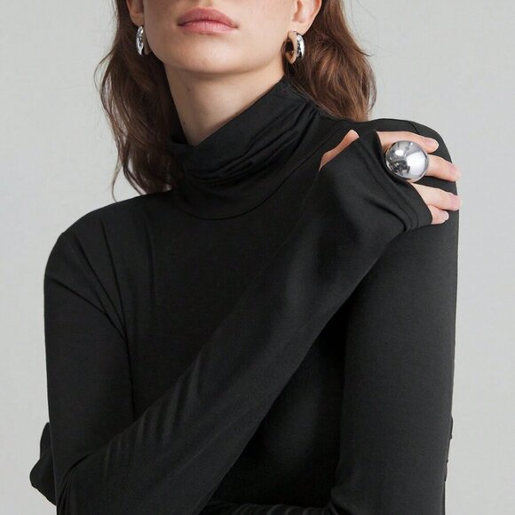 Black Elegant Women's solid upper with Faux Leather bottom Maxi Party Dress - Picture 4 of 8